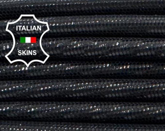 Delivered Duty paid - BLACK SHINY LAME Print Thin Soft Italian Lamb leather pack 4 skins total 15sqf 0.5mm #Z35