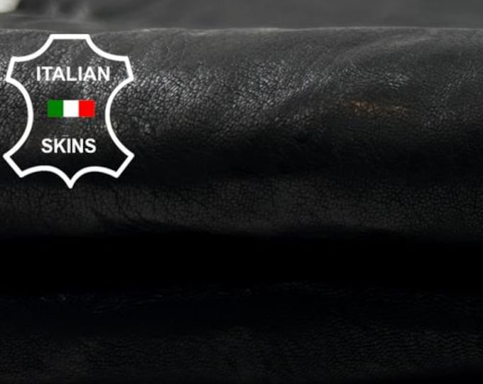 BLACK ANTIQUED Vegetable Tan Thick Italian Goatskin Goat leather hide hides skin skins 2+sqf 1.3mm #C4295