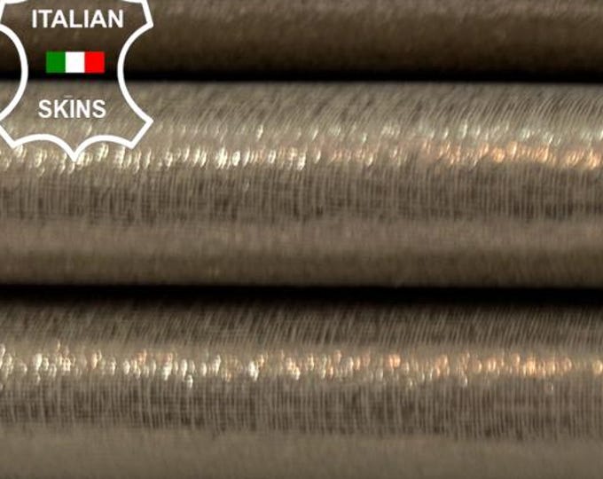 METALLIC ECRU Shimmer Lame Print Italian Goatskin Goat leather hide hides skin skins 3sqf 0.7mm #C5740