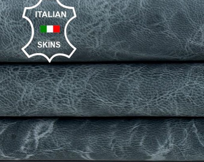Delivered Duty paid - GREY WAXY Vintage Look Thick Strong Italian Goat leather skin 6+sqf 1.1mm #Z87