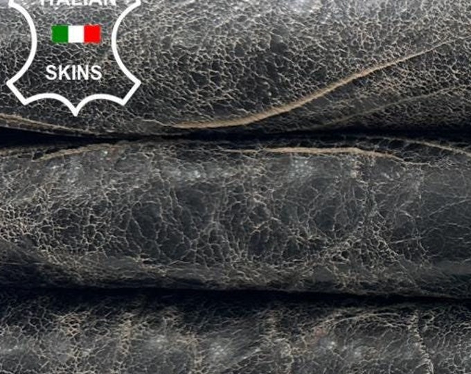 DARK BROWN CRACKED Vintage Look Soft Italian Lambskin Sheep Lamb Leather hide hides skin skins 6+sqf 0.8mm #C3265