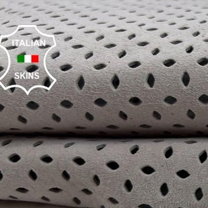 LIGHT GREY SUEDE Perforated Soft Italian Goatskin Goat Leather hide hides skin skins 2+sqf 0.7mm #C2119