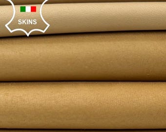 Delivered Duty Paid-GLOVES ANILINE LIGHT Tan Vegetable Tan Thin Soft Italian Lamb leather pack 2 skins total 9+sqf 0.6mm #C6813
