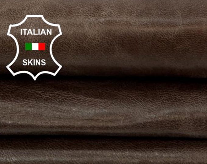 Delivered Duty paid - BROWN VINTAGE LOOK Crinkled Italian Goat leather skin 6+sqf 0.7mm #Z45