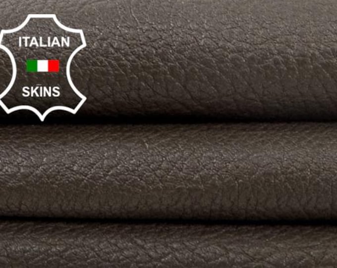 Delivered Duty paid - BROWN NATURAL GRAINY Vegetable Tan Thick Soft Italian Lamb leather skin 5sqf 1.5mm #Z203