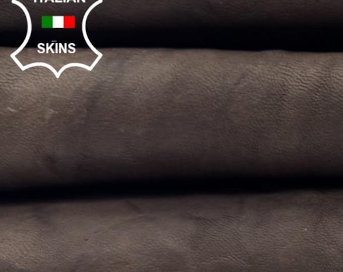 DARK BROWN WASHED Rustic Wrinkled Antiqued Vegetable Tan Thick Italian Lambskin Lamb Sheep Leather hides skin skins 6+sqf 1.7mm #C6052
