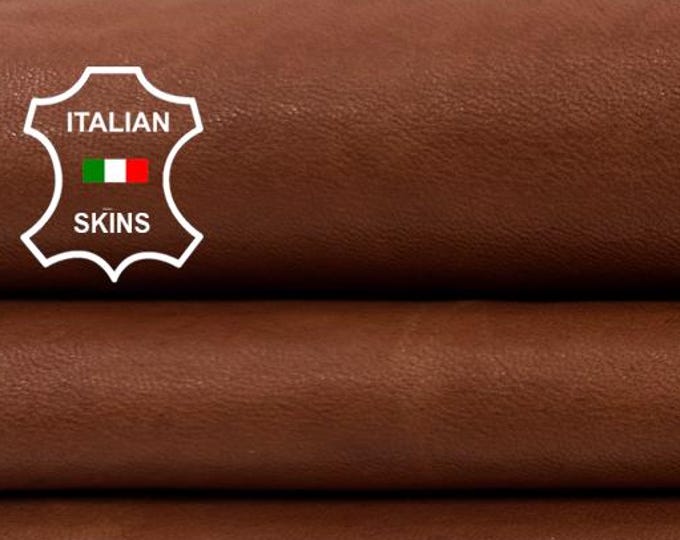 Delivered Duty Paid-WASHED TAN BROWN Vegetable Tanned Soft Italian Lamb leather skin 4+sqf 1.0mm #C6811
