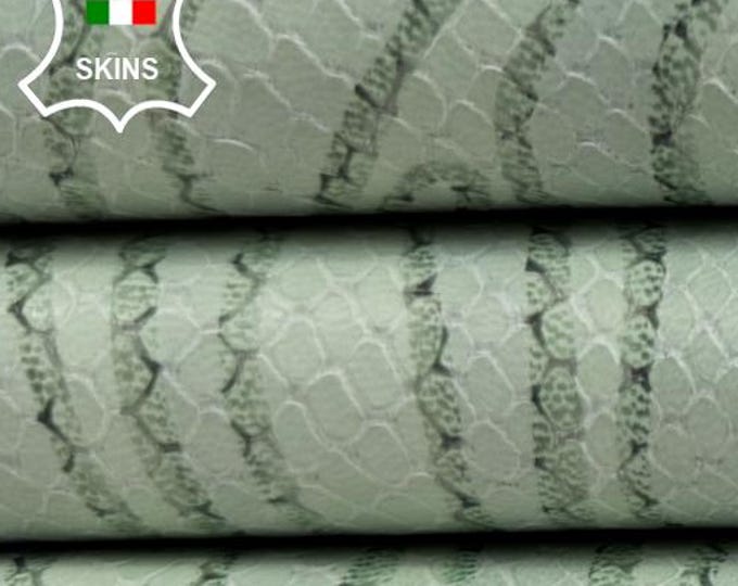 MINT GREEN SNAKE & Zebra Print On Italian Goatskin Goat Leather hide hides skin skins 4+sqf 1.0mm #C6469