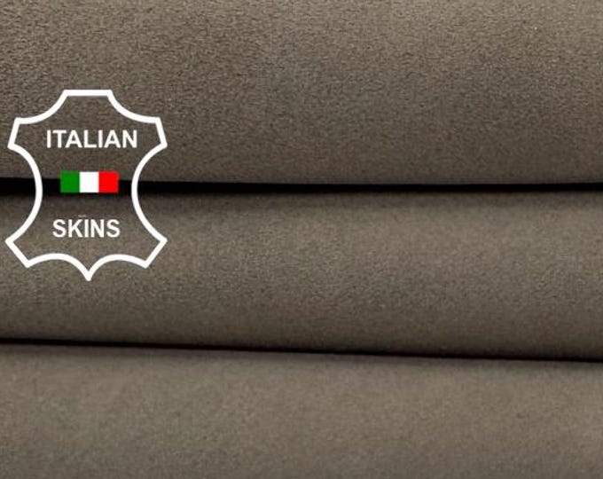 Delivered Duty paid - TAUPE BROWN SUEDE Thin Soft Italian Goat leather skin 2+sqf 0.6mm #Z157