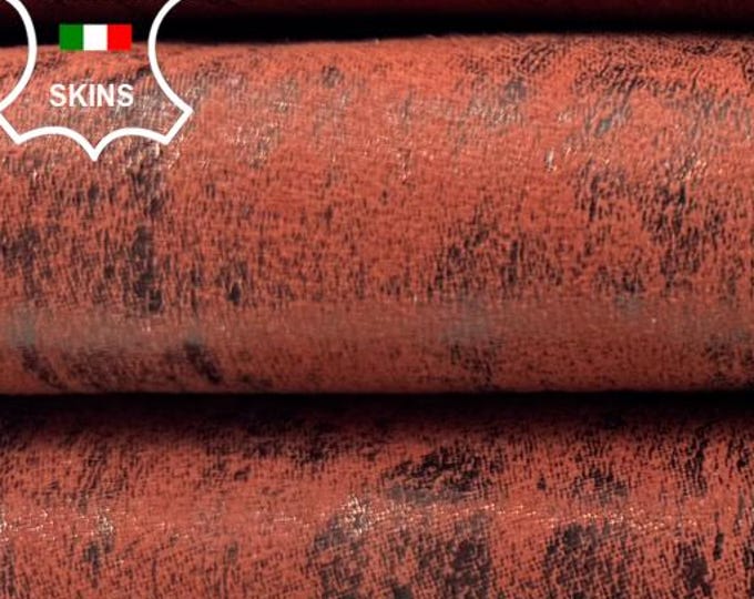 TERRACOTTA NUBUCK DISTRESSED Vintage Look Thick Italian Goatskin Goat Leather hide hides skin skins 5sqf 1.1mm #C6455