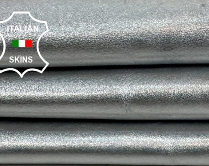 Delivered Duty paid - METALLIC SILVER Thick Italian Goat leather skin 4sqf 1.1mm #C7852