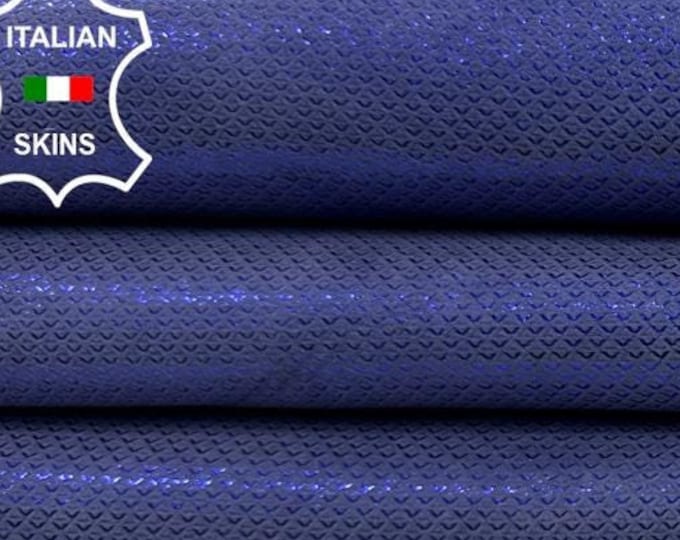 METALLIC BLUE REPTILE Print On Nubuck Vintage Look Thick Soft Italian Goatskin Goat Leather hide hides skin skins 6sqf 1.1mm #C3146