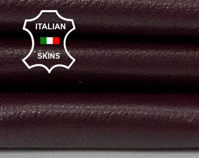 Delivered Duty paid - BURGUNDY GRAINY ROUGH Shiny Soft Italian Goat leather skin 2+sqf 1.0mm #Z146