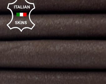 DARK BROWN CRACKED Vintage Look Vegetable Tan Thin Soft Italian Lamb leather skin 3+sqf 0.5mm #C6165