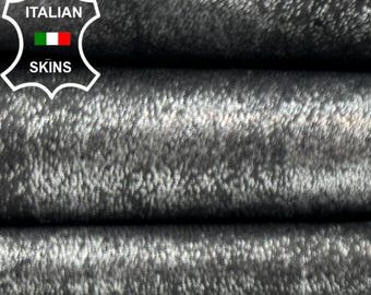 Delivered Duty Paid-METALLIC ANTIQUED SILVER Distressed Soft Italian Lambskin Sheep Lamb Leather skin 7+sqf 0.8mm #C5470