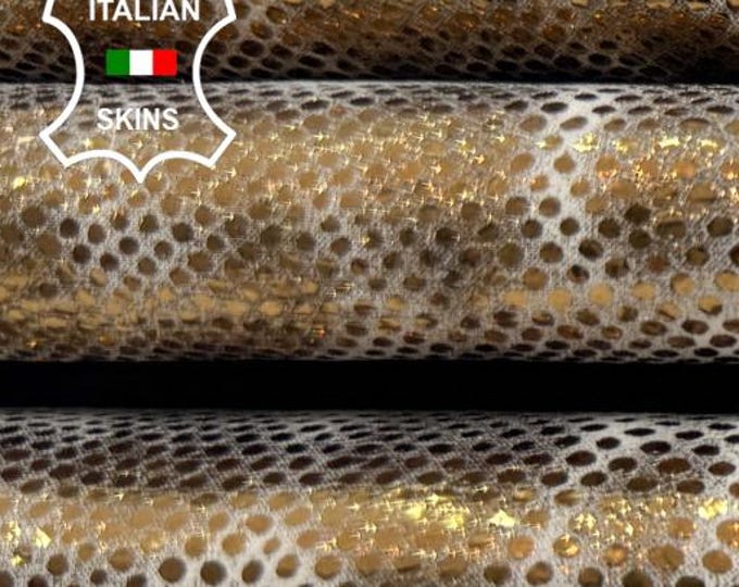 Delivered Duty Paid-METALLIC BRONZE LEOPARD Print On Vegeatble Tan Thick Italian Calfskin Cow leather skin 8sqf 1.1mm #C6703
