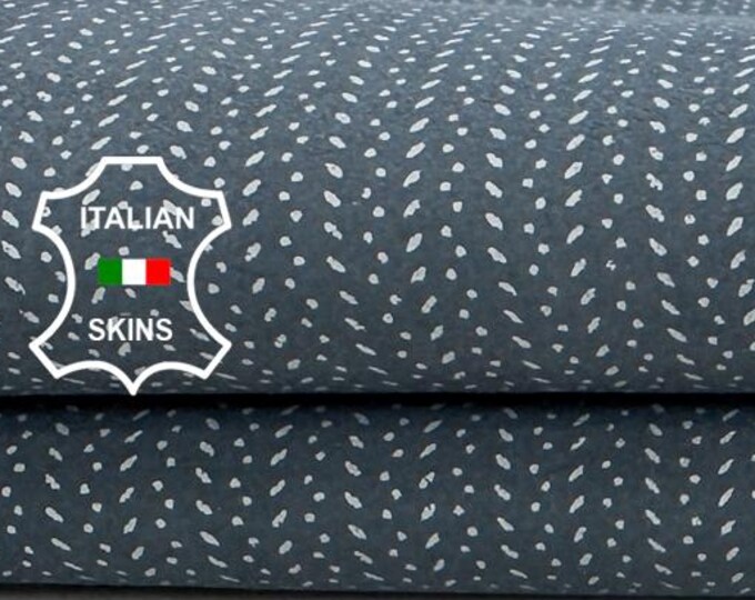 Delivered Duty paid - GREY SUEDE PRINTED Italian Goat leather skin 4sqf 1.0mm #Z295