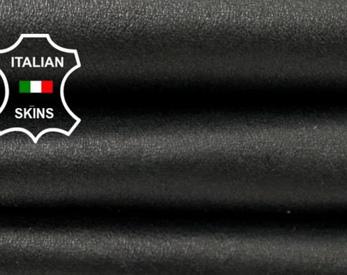 Delivered Duty paid -  NATURAL BLACK Aniline Thin Soft Italian STRETCH Backed Lamb Leather skin 6sqf 0.6mm #C7827