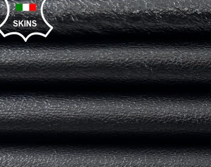 BLACK SHINY ROUGH Soft Italian Lamb leather pack 2 skins total 11sqf 1.0mm #C7080