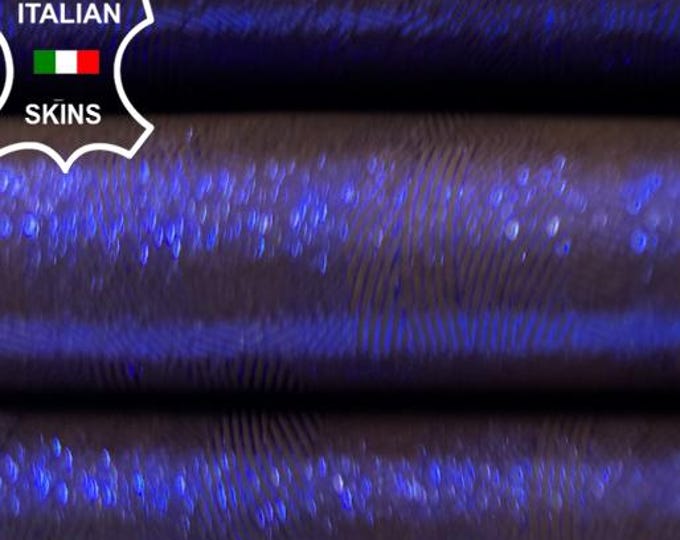 METALLIC BLUE EYE Attraction Print On Brown Soft Italian Lambskin Sheep Lamb leather hide hides skin skins 3sqf 0.8mm #C6506