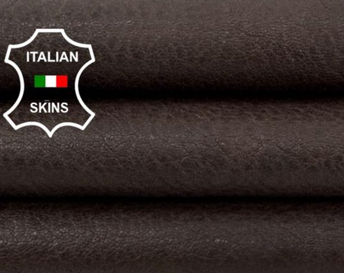 Delivered Duty paid -  DARK BROWN NATURAL Grainy Antiqued Vegetable Tan Thick Soft Italian Lamb leather skin 3+sqf 1.3mm #Z522