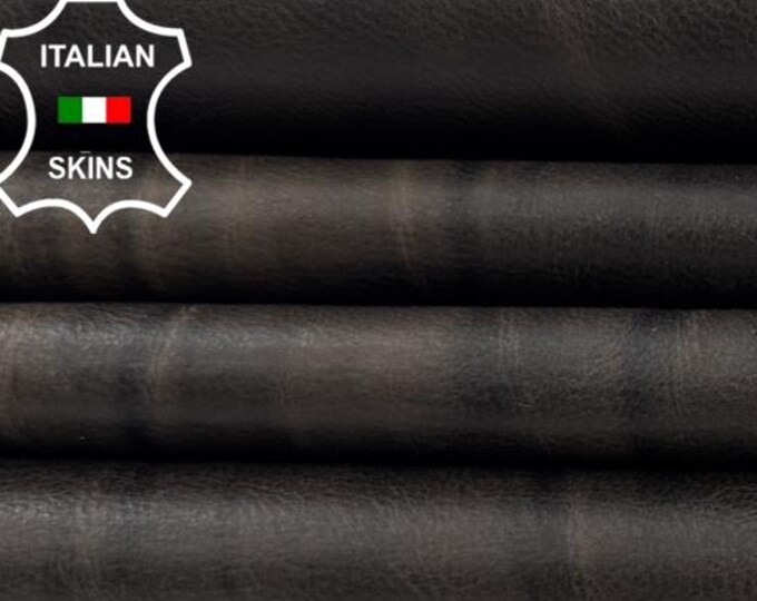 Delivered Duty Paid-DARK BROWN DISTRESSED Antiqued Thin Soft Italian Lamb leather skin 4+sqf 0.6mm #C6925