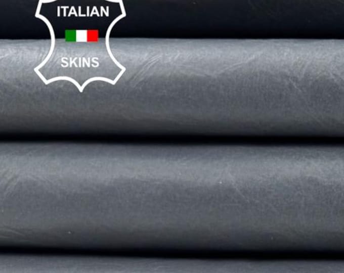 Delivered Duty Paid-GREY WRINKLED CRINKLED Vintage Look Thin Soft Italian Goat leather skin 7sqf 0.5mm #C6131