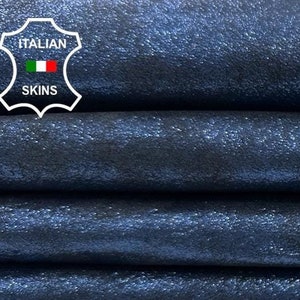 METALLIC OCEAN BLUE Shimmer Antiqued Soft Italian Lambskin Sheep Lamb Leather hide hides skin skins 6+sqf 1.0mm #C3030
