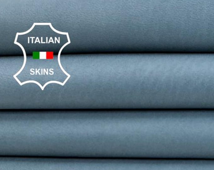 Delivered Duty paid - NATURAL LIGHT BLUE Naked Soft Italian Lamb leather skin 8sqf 1.0mm #Z179