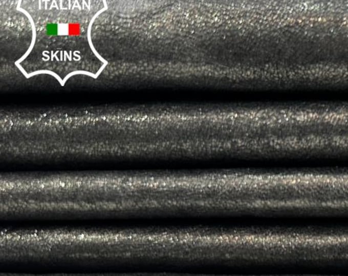 METALLIC GUNMETAL WASHED Antiqued Thin Soft Italian Lambskin Sheep Lamb Leather pack 7 hides skins total 42sqf 0.6mm #C5939