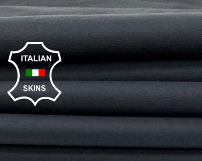 Delivered Duty paid - MIDNIGHT DARK GREY Thin Soft Italian Lamb leather skin 8sqf 0.6mm #Z296
