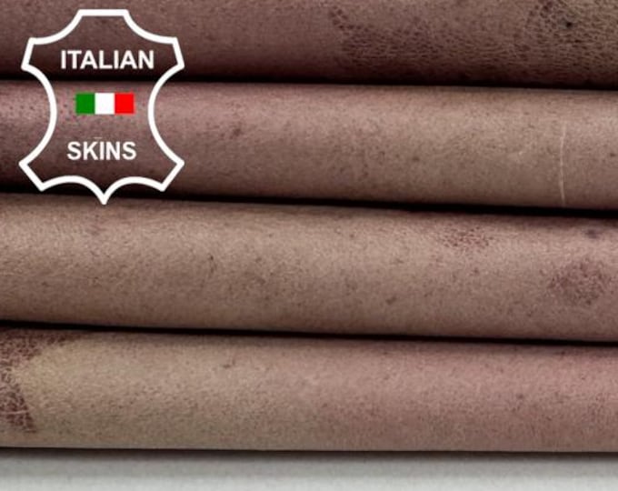 Free FedEx & Duties -  VERY VINTAGE LOOK Old Pink Thin Soft Italian Lamb leather skin 7+sqf 0.6mm #Z476