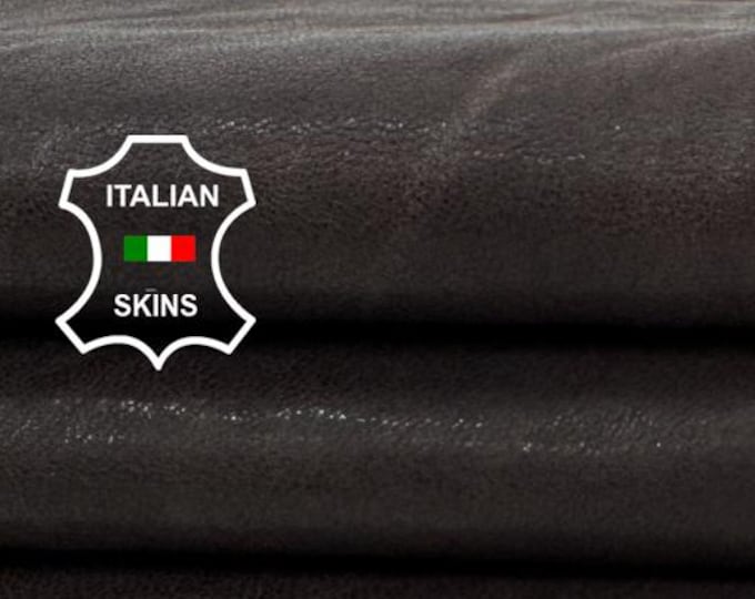 Delivered Duty paid - DARK BROWN WASHED Antiqued Vegetable Tan Soft Italian Lamb leather skin 4+sqf 1.0mm #Z24