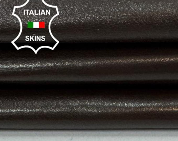 Delivered Duty paid - DARK BROWN SHINY Soft Italian Lamb leather skin 3+sqf 0.8mm #Z50