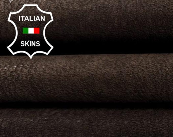 BROWN WASHED ROUGH Rustic Vintage Look Vegetable Tan Thick Soft Italian Goatskin Goat leather hide hides skin skins 4sqf 1.3mm #C4579