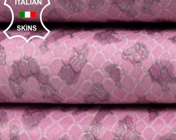 PINK SNAKE & LEOPARD Print On Italian Goatskin Goat Leather hide hides skin skins 4+sqf 0.9mm #C6468