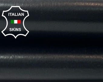 JET BLACK SHINY Strong Italian Goatskin Goat leather hide hides skin skins 3+sqf 0.9mm #C5618