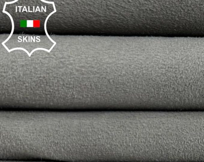 Delivered Duty Paid-LIGHT GREY Suede Soft Italian STRETCH Backed Lamb Leather skin 5sqf 0.8mm #C6998