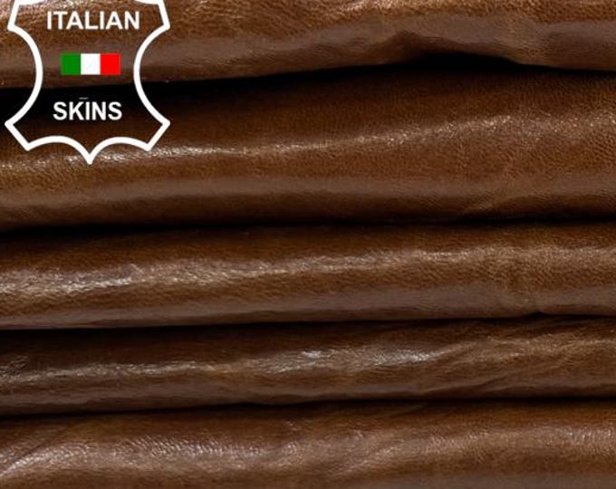 Free FedEx & Duties - BROWN WAXY CRINKLED Vintage Look Thick talian Lamb leather pack 4 skins total 28sqf 1.2mm #Z388