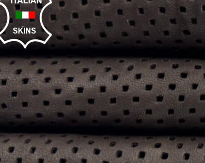 DARK BROWN PERFORATED Antiqued Vegetable Tan Thick Soft Italian Lambskin Sheep Lamb Leather hide hides skin skins 4+sqf 1.1mm #C6354