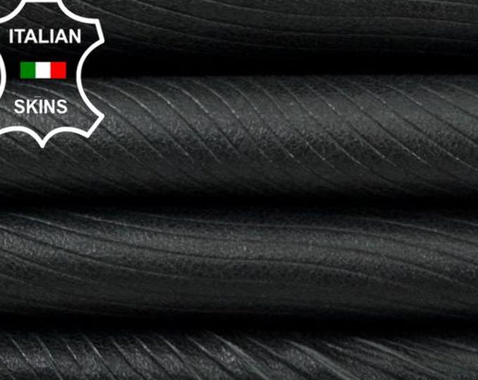 Delivered Duty paid - BLACK WAVES PRINT Embossed Textured Vegetable Tan Soft Italian Lamb leather skin 4+sqf 0.8mm #Z82