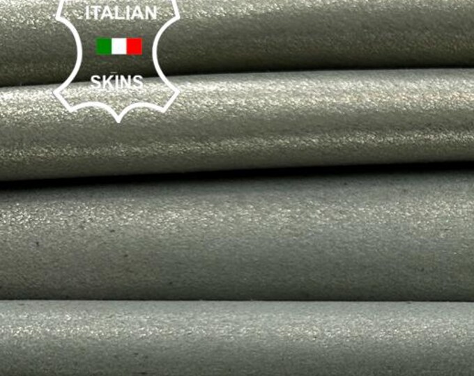 METALLIC GREY PEARLIZED Shimmer Soft Italian Lambskin Sheep Lamb leather pack 2 hides skins total 12+sqf 0.8mm #C4313