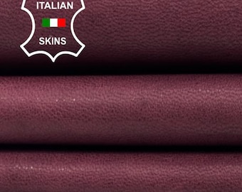 WINE BORDEAUX WASHED Rustic Look Vegetable Tan Thick Soft Italian Lambskin Sheep Lamb leather hide hides skin skins 9+sqf 1.1mm #C5542