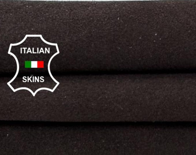 Delivered Duty paid - DARK BROWN SUEDE Thick Italian Goat leather skin 4+sqf 1.3mm #Z254