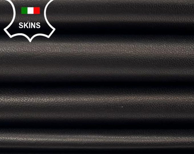 Delivered Duty Paid-BLACK FULL GRAIN Aniline Soft Italian Lamb leather pack 2 skins total 10+sqf 0.7mm #C7022