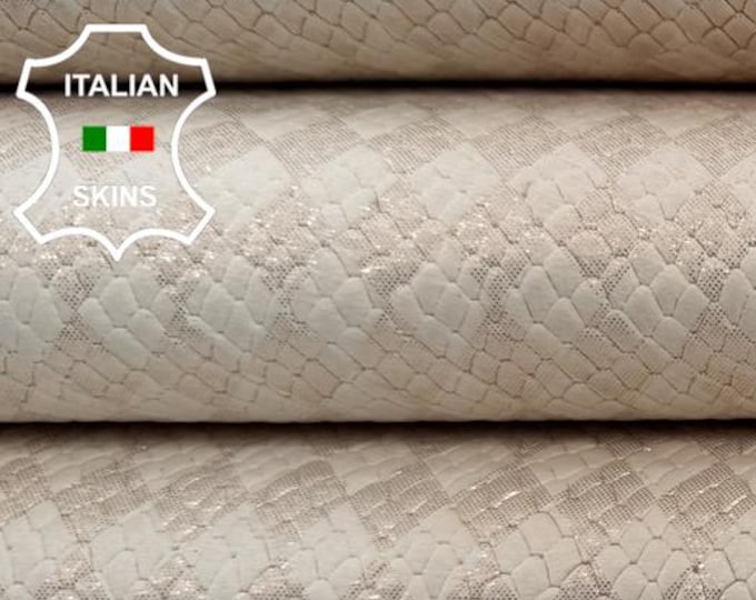 ROSE GOLD DISTRESSED Snake Print On Italian Calf leather skin 7sqf 0.9mm #C7110