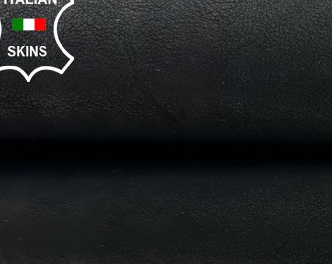 WASHED NUBUCK BLACK Vegetable Tan Thick Italian Goatskin Goat Leather hide hides skin skins 4sqf 1.3mm #C3223