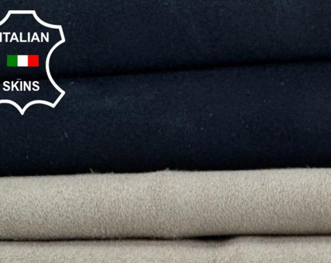 DARK BLUE & GREY Suede Thick Italian Goat Leather pack 2 skins total 9sqf 1.2mm #C7508