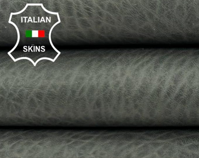 ARMY GREEN GRAINY Antiqued Vintage Look Vegetable Tan Thick Soft Italian Lamb leather skin 6sqf 1.3mm #C7071