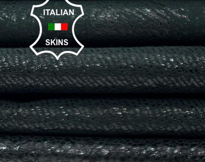 3 different PRINTS On DARK GREEN Thin Soft Italian Goat leather pack 3 skins total 12sqf 0.6mm #C7094